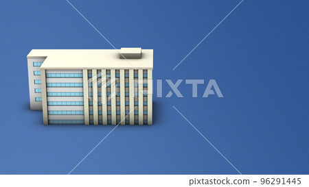 Exterior view of a six-story research facility with neatly arranged windows. architectural model. 96291445