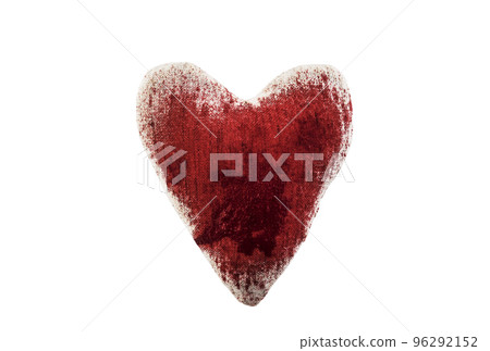 Small heart in red blood isolated on white background with clipping path 96292152