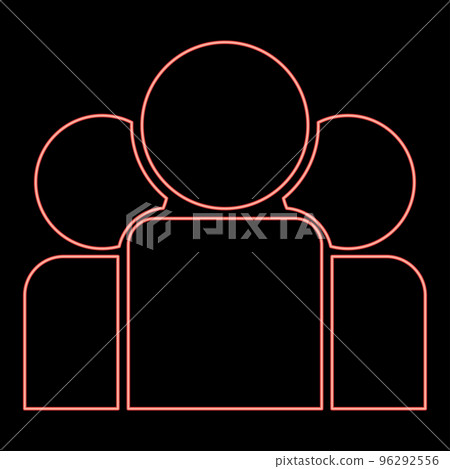 Neon team people red color vector illustration image flat style 96292556