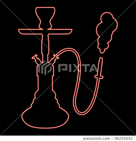 Neon hookah shisha red color vector illustration image flat style Neon hookah shisha red color vector illustration image flat style 96292642