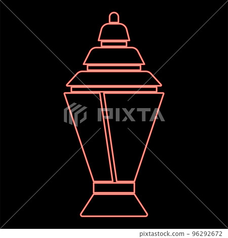Neon ramadan kareem lantern or fanous red color vector illustration image flat style 96292672
