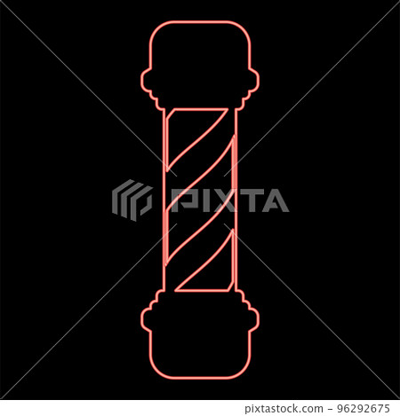 Neon barber shop pole red color vector illustration image flat style 96292675