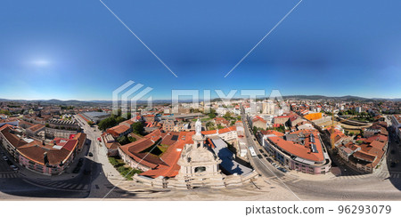 360 degree panoramic landscape panorama of Historic city center in Braga city,  96293079