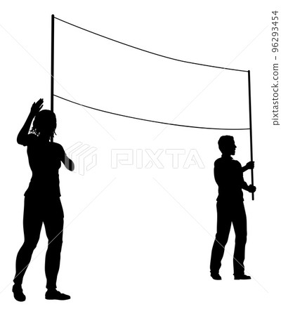 Banner Silhouette Protestors at March Rally Strike 96293454