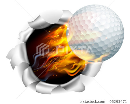 Golf Ball Flame Fire Breaking Background Golf Ball Flame Fire Breaking Background 96293471
