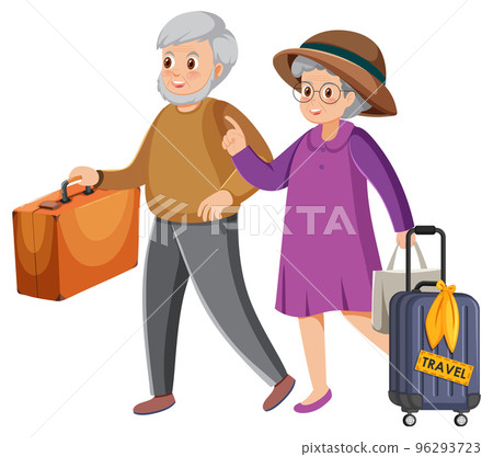 Senior couple travel with luggages Senior couple travel with luggages 96293723