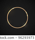 Black Background with Perforated Pattern and Gold Ring 96293973
