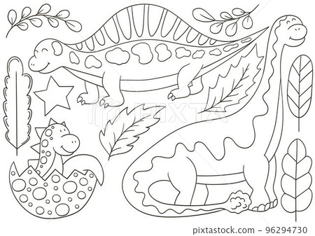 Coloring Illustration in hand drawn style. Children's drawings for your design Coloring Illustration in hand drawn style. Children's drawings for your design 96294730