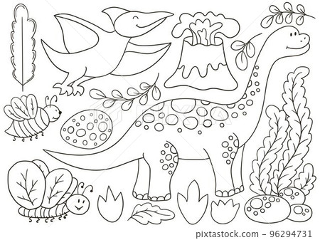 Coloring Illustration in hand drawn style. Children's drawings for your design Coloring Illustration in hand drawn style. Children's drawings for your design 96294731