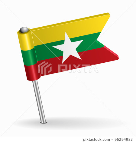 Myanmar flag map pointer layout. Vector illustration. Myanmar flag map pointer layout. Vector illustration. 96294982