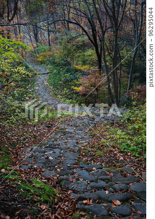 cobblestone stairs in autumn cobblestone stairs in autumn 96295044