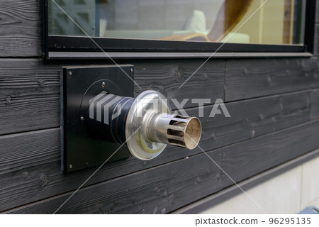 Stove supply and exhaust pipes attached to the outer wall 96295135