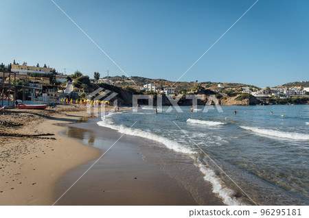 Fantastic view from the shore of the beach on the beautiful romantic city of Bali, Greece 96295181