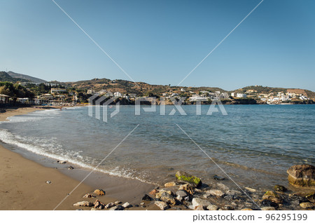 Fantastic view from the shore of the beach on the beautiful romantic city of Bali, Greece 96295199