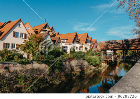 Old national German town house in Bietigheim-Bissingen, Baden-Wuerttemberg, Germany, Europe. Old Town is full of colorful and well preserved buildings. Old national German town house in Bietigheim-Bissingen, Baden-Wuerttemberg, Germany, Europe. Old Town is full of colorful and well preserved buildings. 96295720