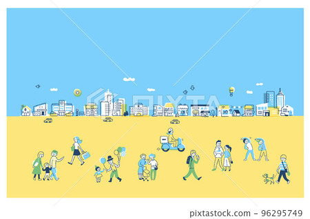 Streetscape and various people 96295749