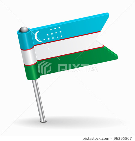 Uzbekistani flag map pointer layout. Vector illustration. Uzbekistani flag map pointer layout. Vector illustration. 96295867