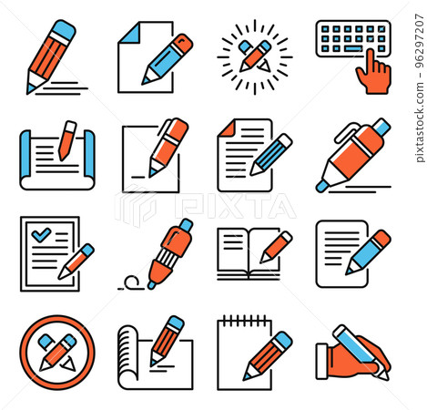 Edit Icons Set on White Background. Vector 96297207