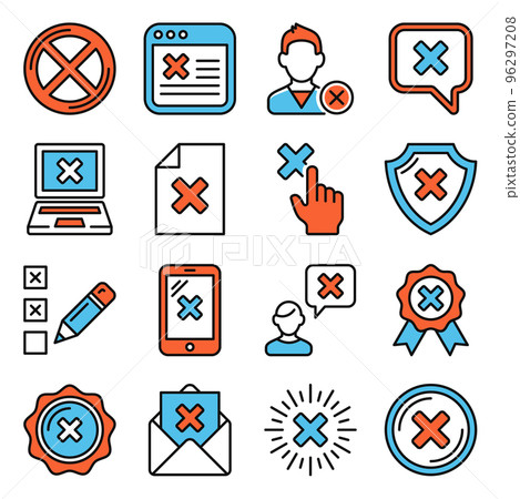 Close Buttons Icons Set on White Background. Vector Close Buttons Icons Set on White Background. Vector 96297208