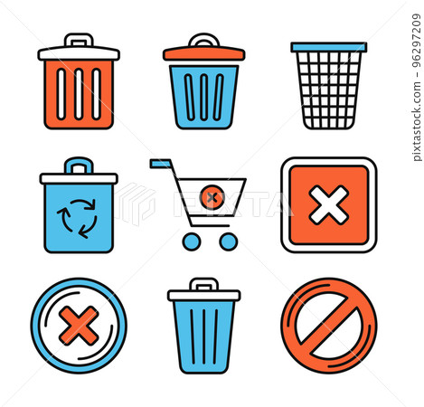 Delete Trash Icons Set on White Background. Vector 96297209