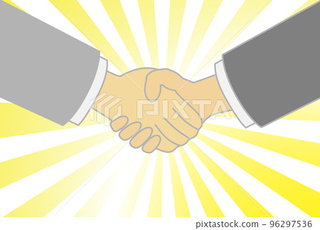 握手。代表商務談判結論的商業插圖。 96297536