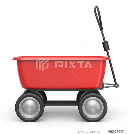 Garden wheelbarrow isolated on white background. Handcart with wheel. Garden wheelbarrow isolated on white background. Handcart with wheel. 96297761