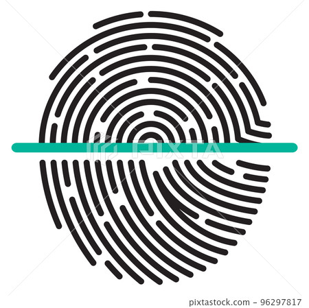 Blue laser scanning fingerprint. Data protection icon Blue laser scanning fingerprint. Data protection icon 96297817