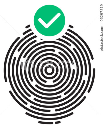 Fingerprint scan secure authorization. Data protection icon Fingerprint scan secure authorization. Data protection icon 96297819