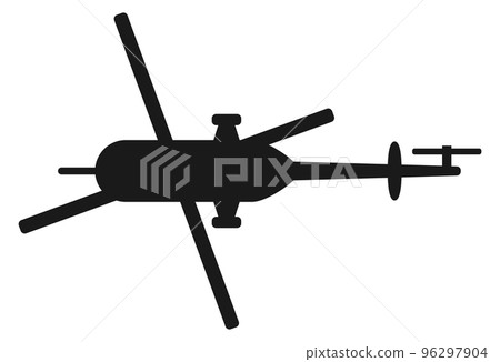 Helicopter black silhouette. Military aviation. Flying vehicle 96297904