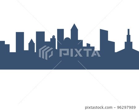 Silhouette of a modern big city on a white background. Vector illustration. 96297989
