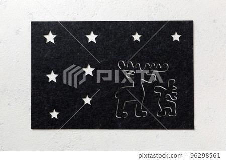 Top view of grey tablecloth for food on cement background. Empty space for your design 96298561