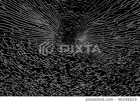 Broken glass with many cracks. Abstract of cracked window on black. Broken glass with many cracks. Abstract of cracked window on black. 96298829
