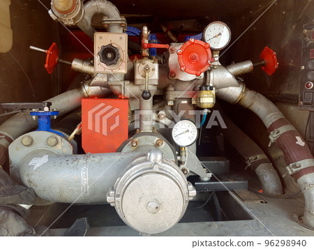 Water meter and water pipe, plumbing, red device to check amout of water Water meter and water pipe, plumbing, red device to check amout of water 96298940