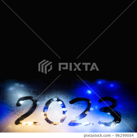 Background of misted glass. Christmas lights Background of misted glass. Christmas lights 96299084