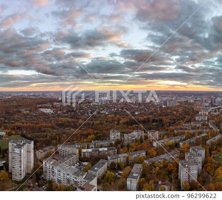 Aerial Kharkiv city epic sunset, autumn cityscape Aerial Kharkiv city epic sunset, autumn cityscape 96299622