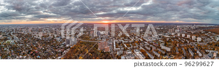 Aerial epic city at sunset, Kharkiv center streets Aerial epic city at sunset, Kharkiv center streets 96299627