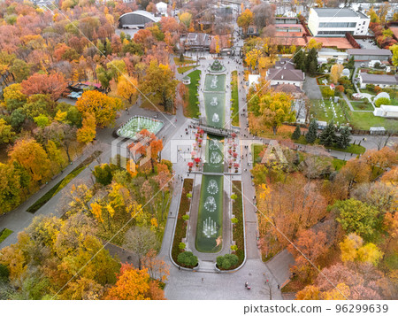Autumn aerial city park with fountains in Kharkiv Autumn aerial city park with fountains in Kharkiv 96299639