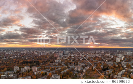 Aerial Kharkiv city evening, autumn high cityscape 96299653
