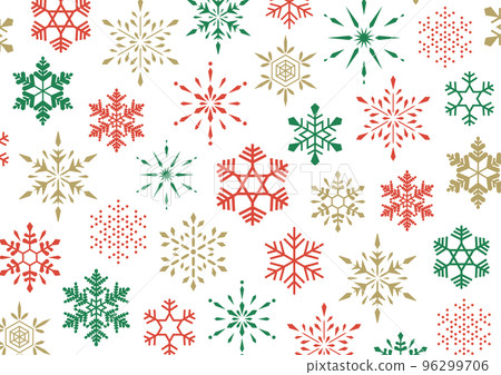 Red, gold and green snowflake pattern (not seamless) 96299706
