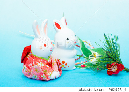 The zodiac for 2023 and 2023 is the Rabbit New Year's card material for the year of the Rabbit (Japanese style, Japanese paper, Chiyogami, New Year's accessories, etc.) 96299844