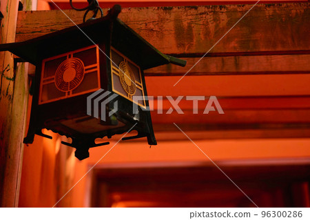Fushimi Inari's 1,000 torii gates and hanging lanterns Fushimi Inari's 1,000 torii gates and hanging lanterns 96300286