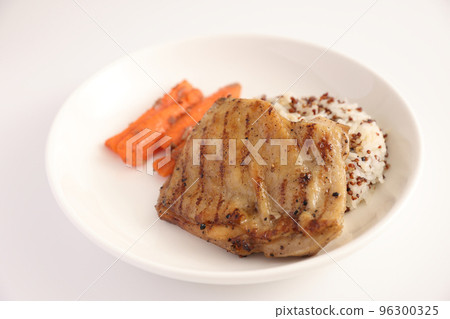 Grilled chicken with rice isolated in white background 96300325
