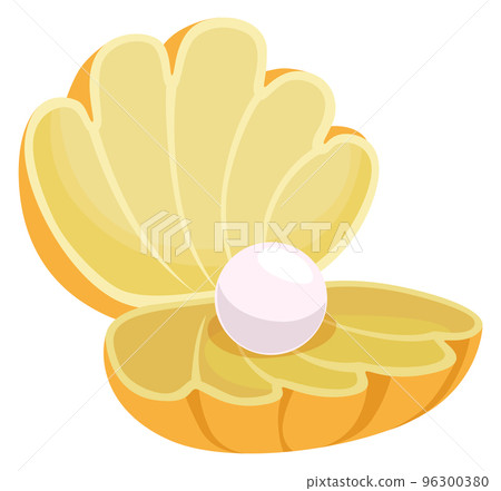Pearl in clam shell. Cartoon underwater fauna icon Pearl in clam shell. Cartoon underwater fauna icon 96300380