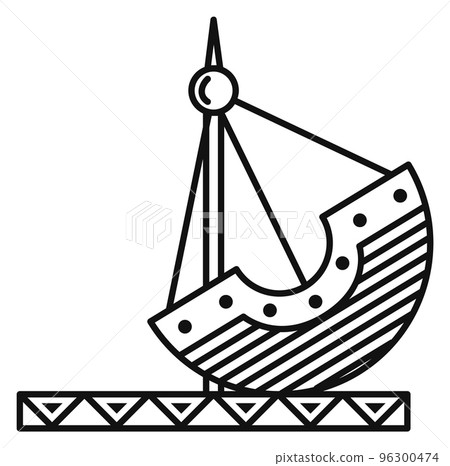 Swinging boat. Amusement park ride line icon Swinging boat. Amusement park ride line icon 96300474