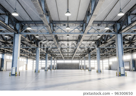 Interior of spacious industrial facility 3d render 96300650