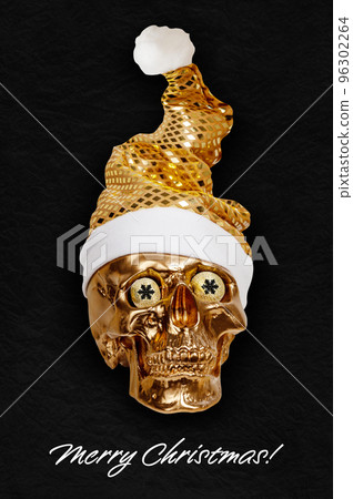 Gold spooky skull in bright golden Santa Claus... - Stock Illustration  [96302264] - PIXTA
