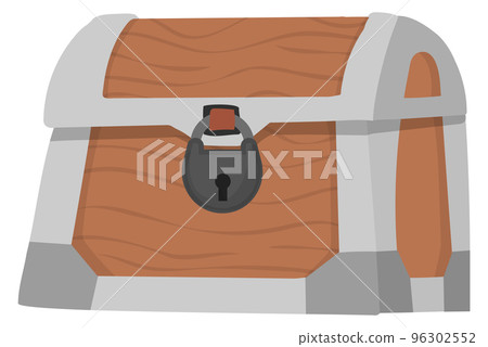 Closed chest with heavy lock. Secret treasure icon 96302552