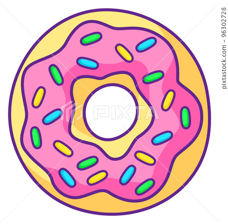 Donut color icon. Sweet icing with sprinkles dessert 96302728