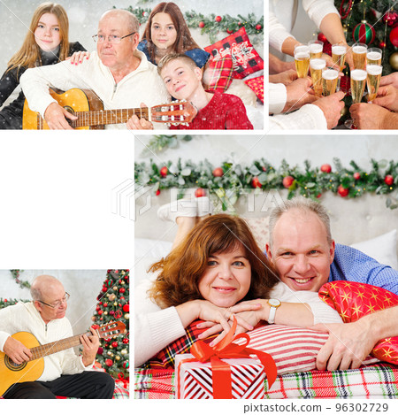 Card collage of different Christmas photos. Beautiful christmas collage made from four photos Card collage of different Christmas photos. Beautiful christmas collage made from four photos 96302729