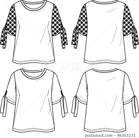 Baseball Shirt Front and Back View. Fashion Illustration, Vector, CAD,  Technical Drawing, Flat Drawing, Template, Mockup. Stock Vector